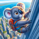 koala climbing a giant skyscraper