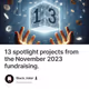 13 spotlight projects from the November 2023 fundraising.