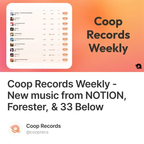 Coop Records Weekly - New music from NOTION, Forester, & 33 Below
