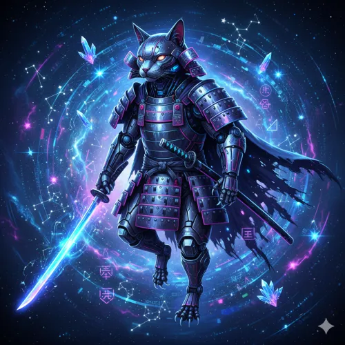 Neon Samurai Cat