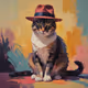 A cat in a hat on a mat