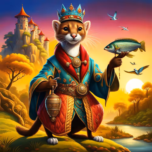 Ba Weasel King Enjoying a Fish