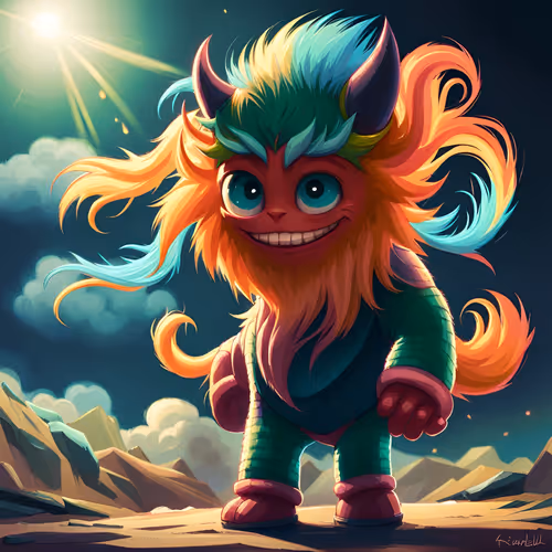 Fluffy rainbow monster #9