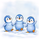 Blue Penguins -Snowing-