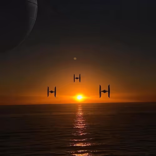 Imperial Tie Fighters into the Sunset