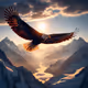 striking image of an eagle soaring high above the mountains