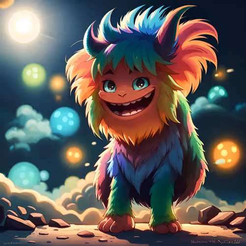 Fluffy rainbow monster #11