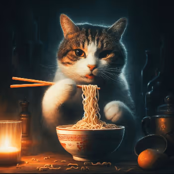 Cat Eating Ramen GENESIS