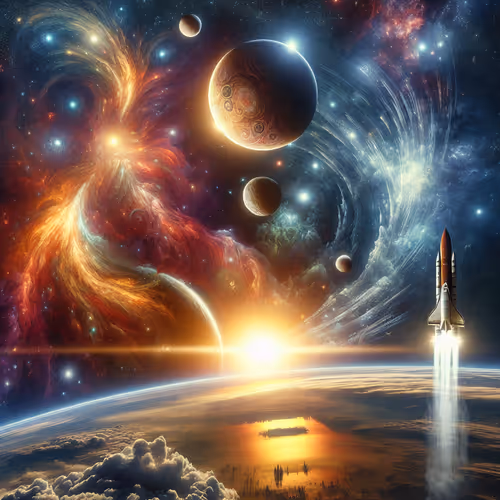 rocket space sun planet galaxy