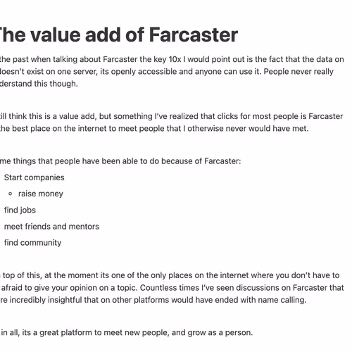 The value add of Farcaster