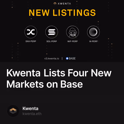 Kwenta Lists Four New Markets on Base