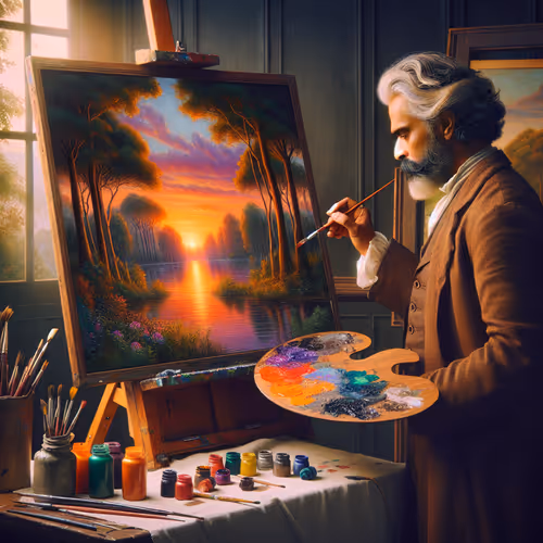 artist painting landscape