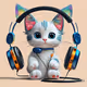 cat in headphones