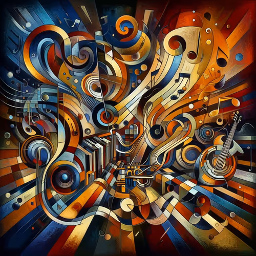 an abstract artwork inspired by jazz music
