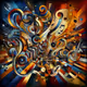 an abstract artwork inspired by jazz music