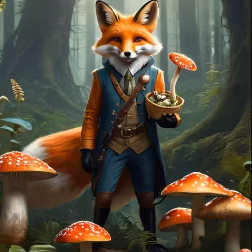 Mr Fox with mushrooms
