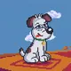 Dog with flying carpet