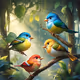 Four Birds Cute