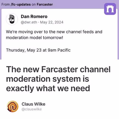 The new Farcaster channel moderation system is exactly what we need