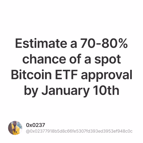 Estimate a 70-80% chance of a spot Bitcoin ETF approval by January 10th