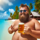 Fat guy  in exotic beach