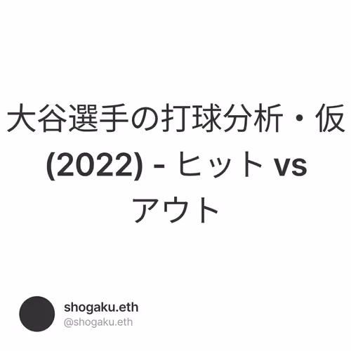 大谷選手の打球分析・仮 (2022) - ヒット vs アウト