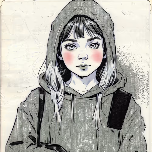 The girl with the backpack