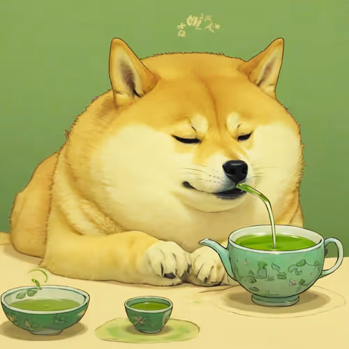 Doge drinks green tea