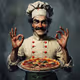 Cheerful Male Chef Holding Pizza