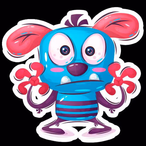 Blue Angry Dog Monster