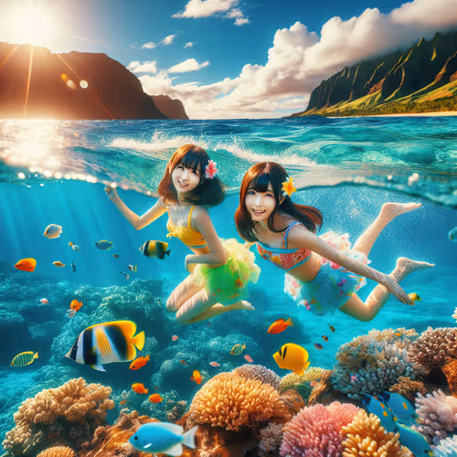 Swimming girls