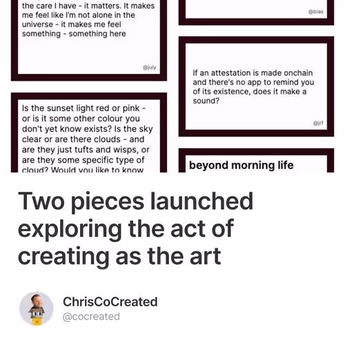 Two pieces launched exploring the act of creating as the art