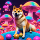 trippy doge in space