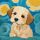 Dog under the starry night