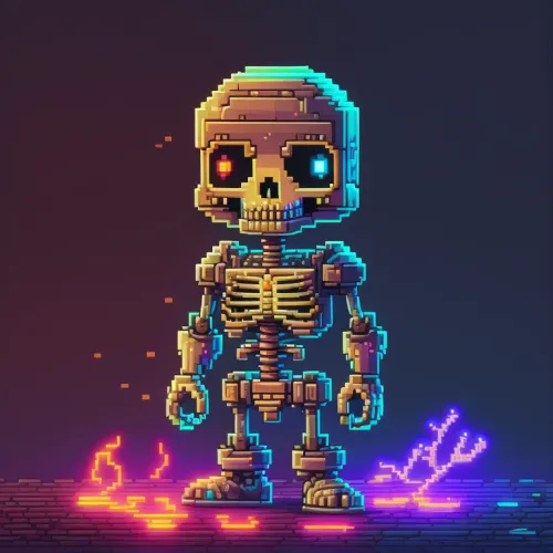 Neon Skeleton Pixel Code : 14