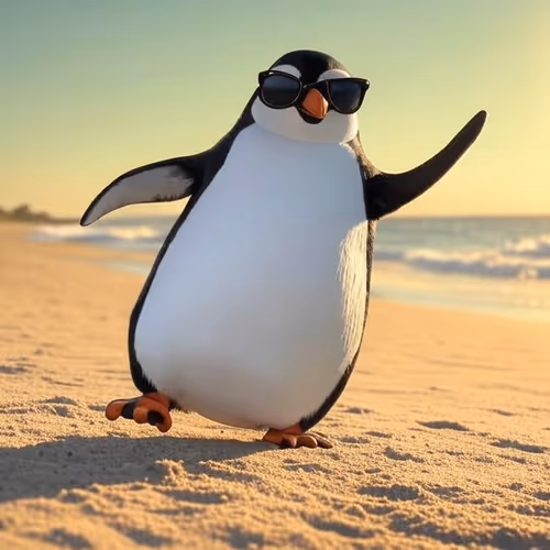 Happy Pengu at the Beach