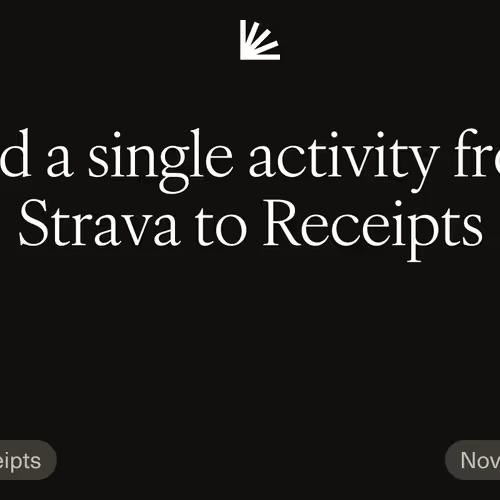 Add a single activity from Strava to Receipts