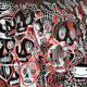 Black white red robot skull