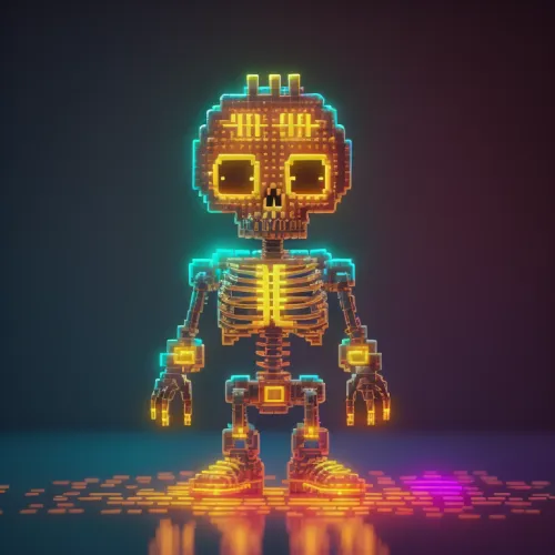 Neon Skeleton Pixel Code : 3