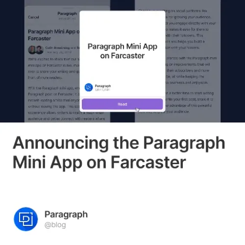 Announcing the Paragraph Mini App on Farcaster