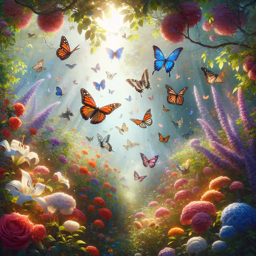garden full of butterflies