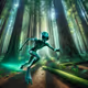 alien running in the forest