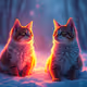 Two Cats in a Snowy Landscape