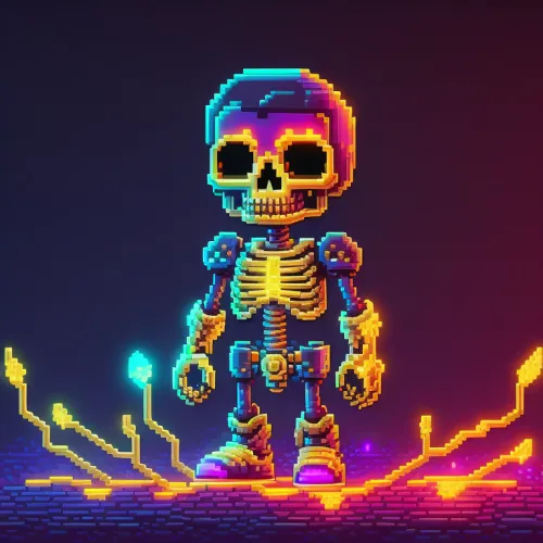 Neon Skeleton Pixel Code : 9