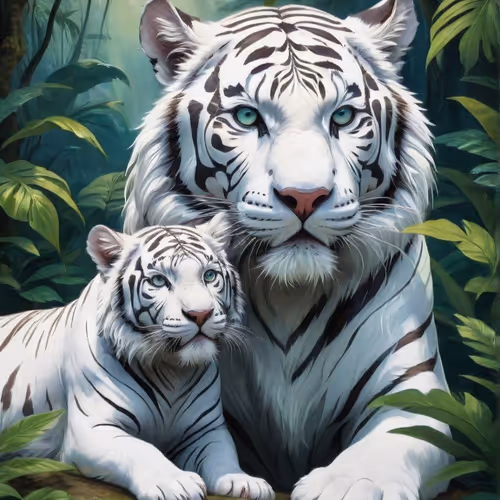 White tiger & cub