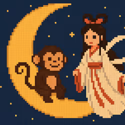 Monkey Meets Moon Goddess