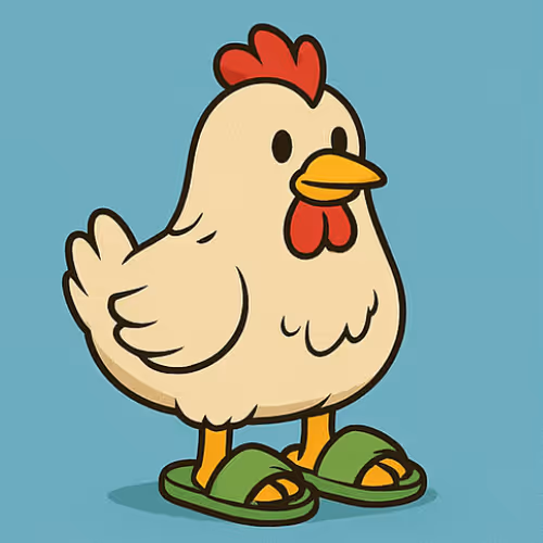 chiken in slippers