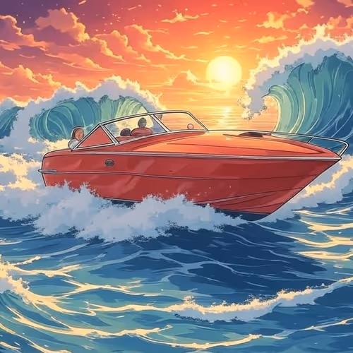 At the top of the wave