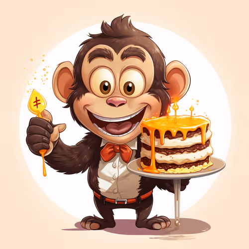 monkey with cake