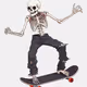 Skeleton on a skateboard